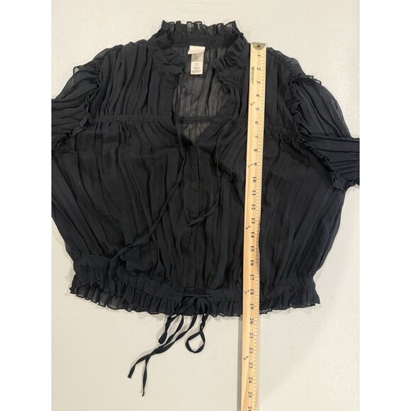 H&M Top Womens Small Black Sheer Party Evening Victorian Dark Romantic Vamp - Picture 5 of 6
